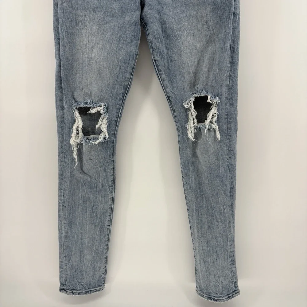 Purple Brand Jeans Men 30x33 Mid Indigo P002 Distressed Stretch Slim Fit Denim